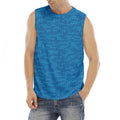 Blue Knitted Pattern Print Men's Fitness Tank Top