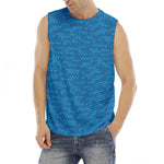 Blue Knitted Pattern Print Men's Fitness Tank Top