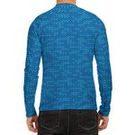 Blue Knitted Pattern Print Men's Long Sleeve Rash Guard