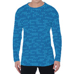 Blue Knitted Pattern Print Men's Long Sleeve T-Shirt