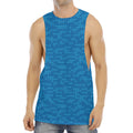 Blue Knitted Pattern Print Men's Muscle Tank Top