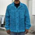 Blue Knitted Pattern Print Men's Shirt Jacket