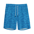 Blue Knitted Pattern Print Men's Athletic Shorts