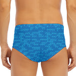 Blue Knitted Pattern Print Men's Triangle Swim Briefs