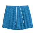 Blue Knitted Pattern Print Mesh Shorts