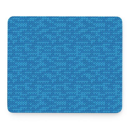 Blue Knitted Pattern Print Mouse Pad