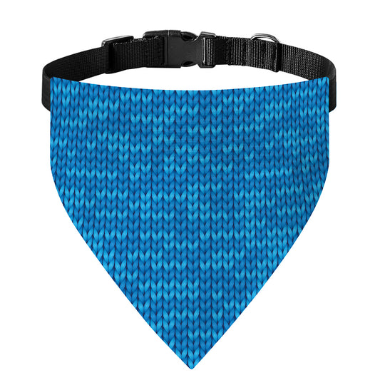 Blue Knitted Pattern Print Over The Collar Dog Bandana
