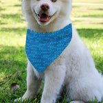 Blue Knitted Pattern Print Over The Collar Dog Bandana