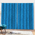 Blue Knitted Pattern Print Pencil Pleat Curtains