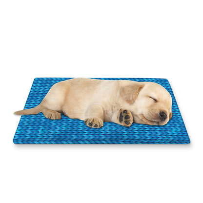 Blue Knitted Pattern Print Pet Cooling Mat Cover