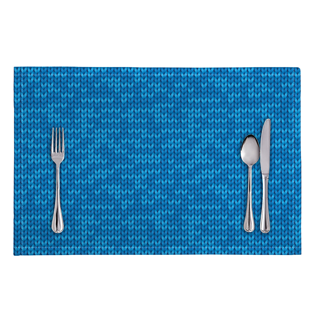 Blue Knitted Pattern Print Placemat