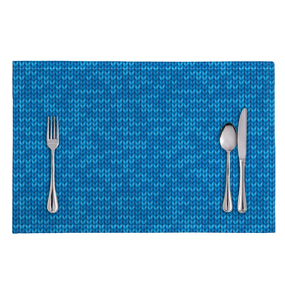Blue Knitted Pattern Print Placemat