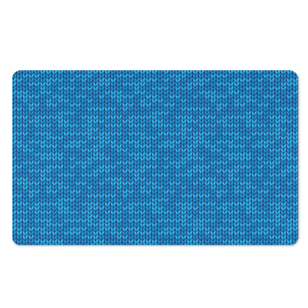 Blue Knitted Pattern Print Polyester Doormat