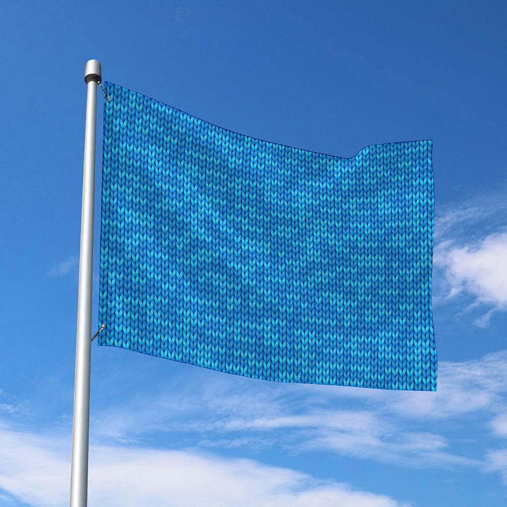Blue Knitted Pattern Print Polyester Flag