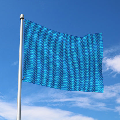 Blue Knitted Pattern Print Polyester Flag