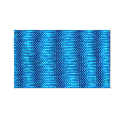 Blue Knitted Pattern Print Polyester Flag
