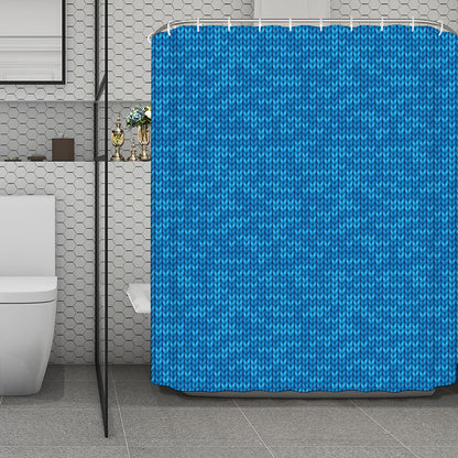 Blue Knitted Pattern Print Polyester Shower Curtain