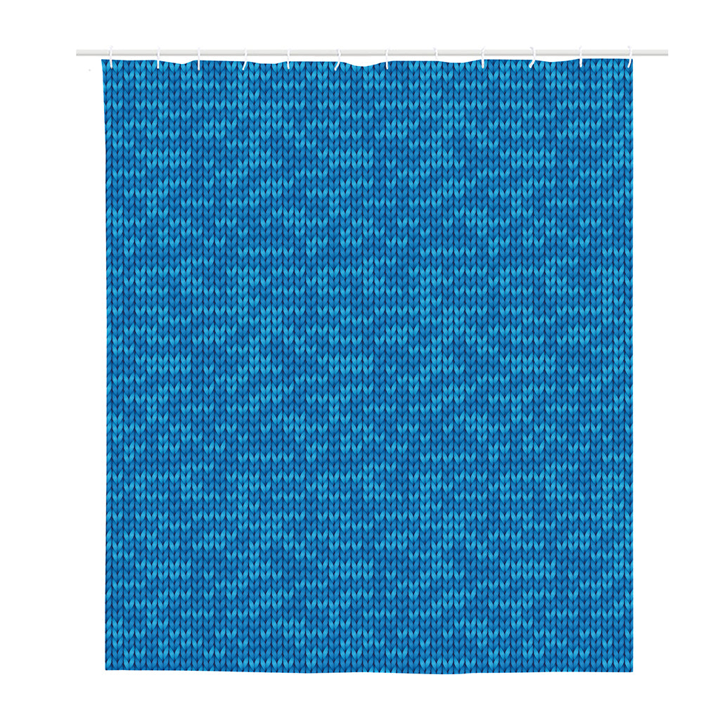 Blue Knitted Pattern Print Polyester Shower Curtain