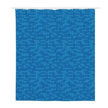 Blue Knitted Pattern Print Polyester Shower Curtain