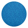 Blue Knitted Pattern Print Round Blanket