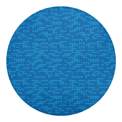 Blue Knitted Pattern Print Round Blanket