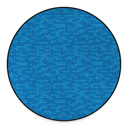 Blue Knitted Pattern Print Round Floor Mat