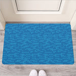 Blue Knitted Pattern Print Rubber Doormat