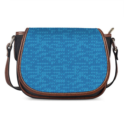 Blue Knitted Pattern Print Saddle Bag