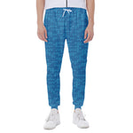 Blue Knitted Pattern Print Scuba Joggers