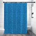 Blue Knitted Pattern Print Shower Curtain