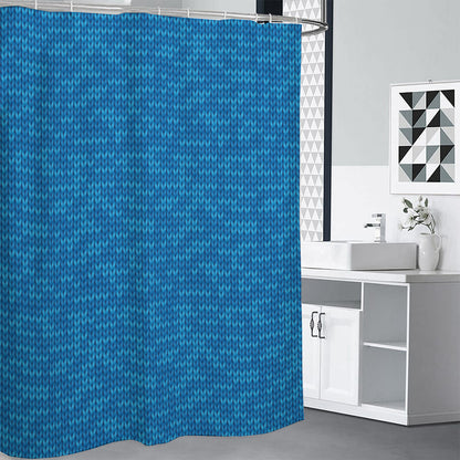 Blue Knitted Pattern Print Shower Curtain