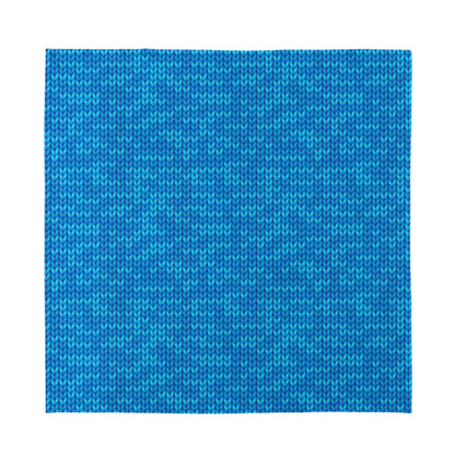 Blue Knitted Pattern Print Silk Bandana