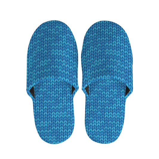 Blue Knitted Pattern Print Slippers