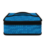Blue Knitted Pattern Print Small Lunch Bag