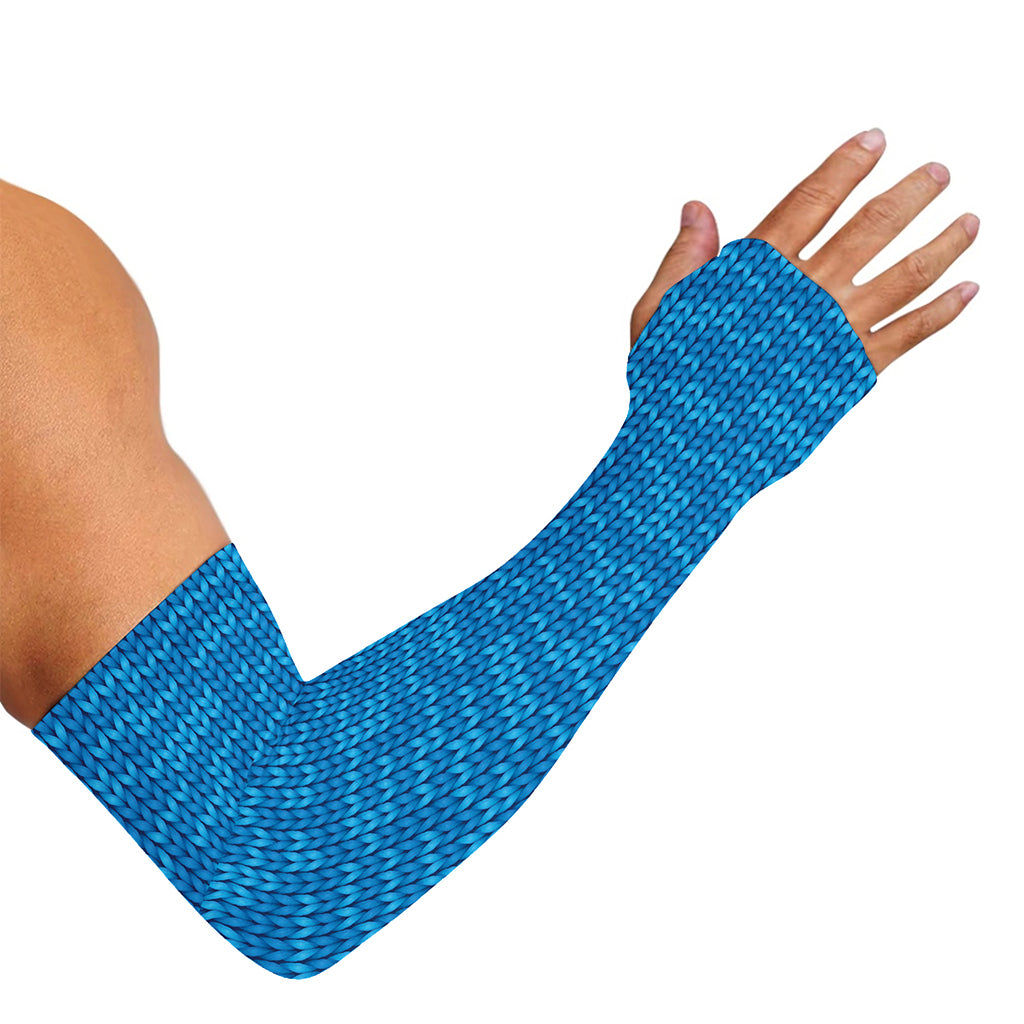 Blue Knitted Pattern Print Sun Protection Arm Sleeves