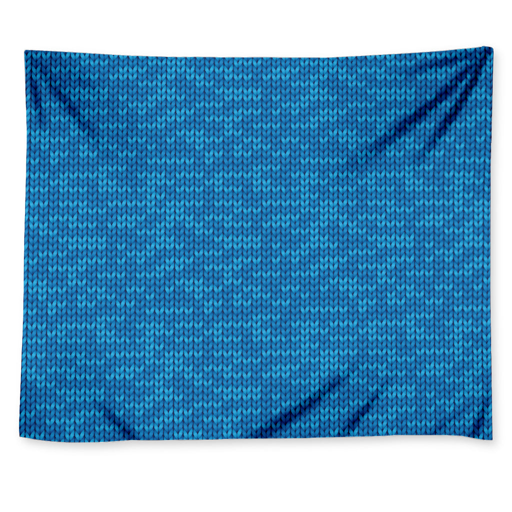 Blue Knitted Pattern Print Tapestry