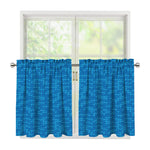 Blue Knitted Pattern Print Tier Curtains