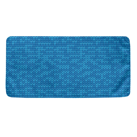 Blue Knitted Pattern Print Towel