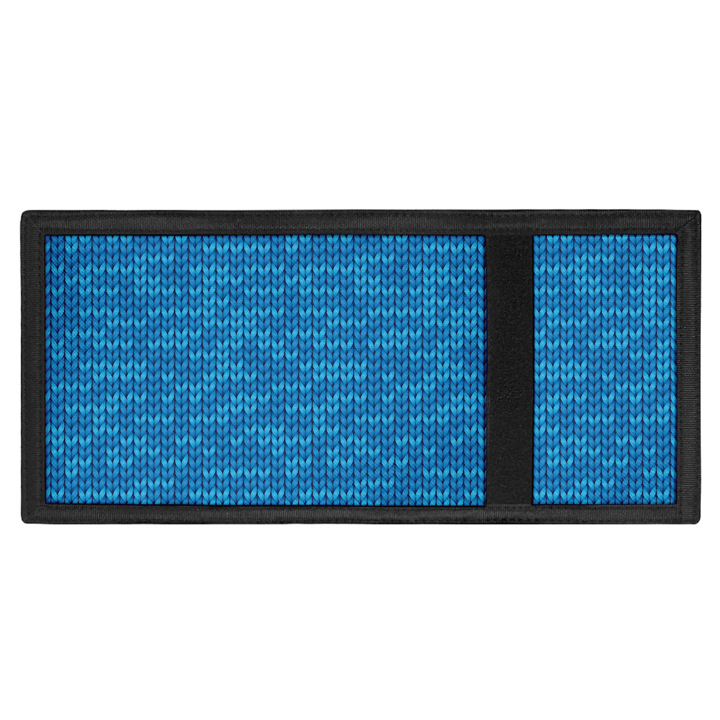 Blue Knitted Pattern Print Trifold Wallet