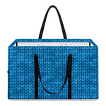 Blue Knitted Pattern Print Utility Tote Bag