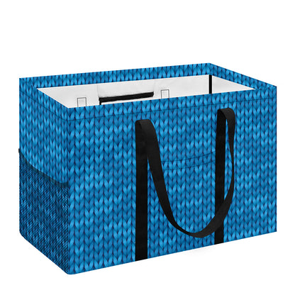 Blue Knitted Pattern Print Utility Tote Bag