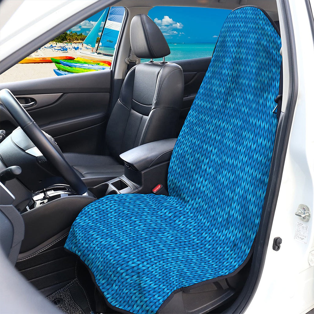 Blue Knitted Pattern Print Waterproof Car Seat Cover