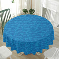 Blue Knitted Pattern Print Waterproof Round Tablecloth
