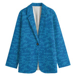 Blue Knitted Pattern Print Women's Blazer
