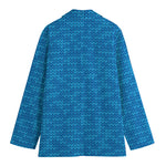 Blue Knitted Pattern Print Women's Blazer