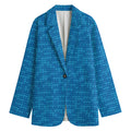 Blue Knitted Pattern Print Women's Cotton Blazer