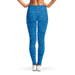 Blue Knitted Pattern Print Women's Leggings