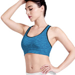 Blue Knitted Pattern Print Women's Sports Bra