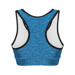 Blue Knitted Pattern Print Women's Sports Bra