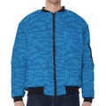 Blue Knitted Pattern Print Zip Sleeve Bomber Jacket